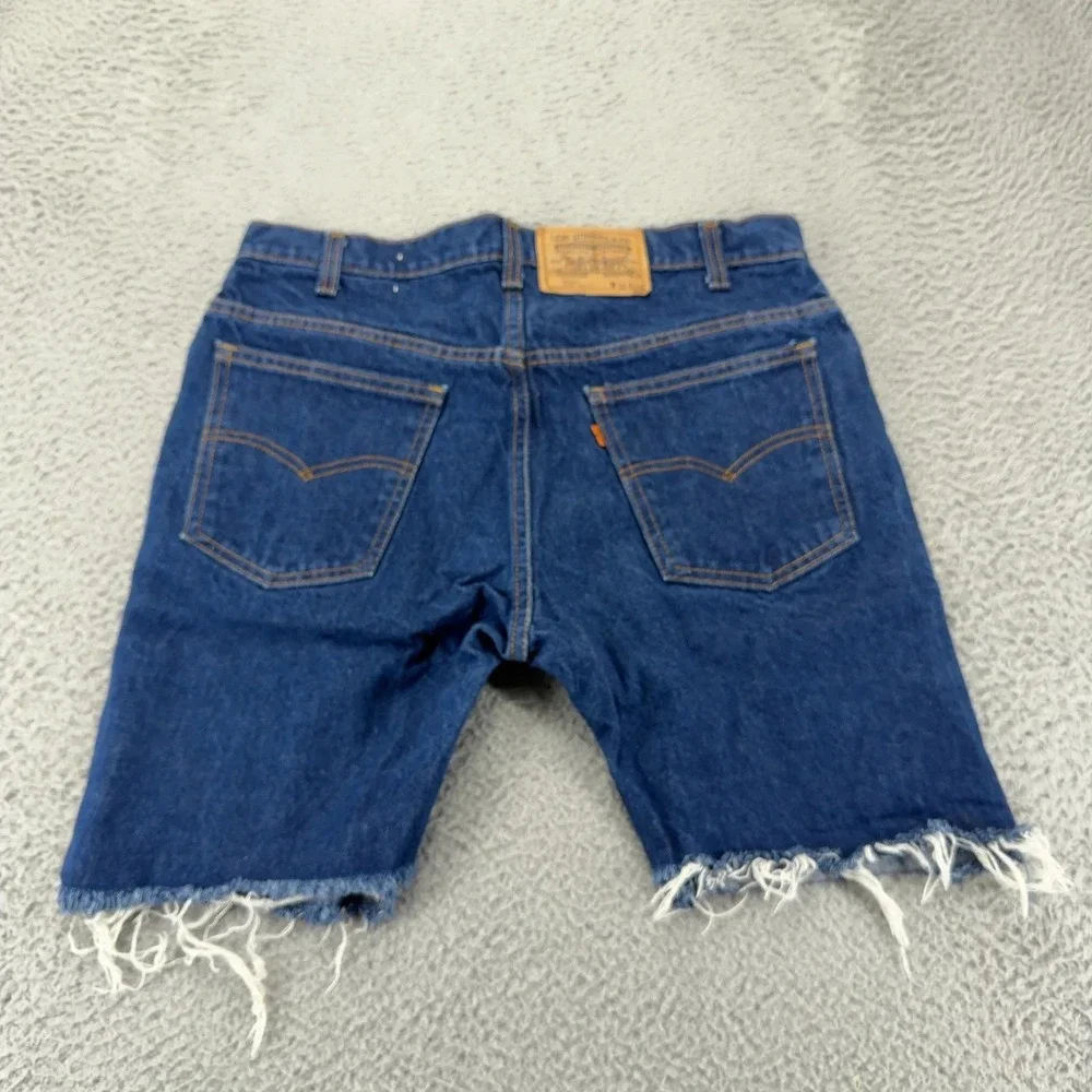 Vintage Levi's 509 Orange Tab Cut Off Denim Shorts Mens 36 USA Made Frayed Hem